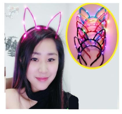 Băng đô cài tóc có đèn led phát sáng hình tai mèo noel tiệc vũ trường sinh nhật...
