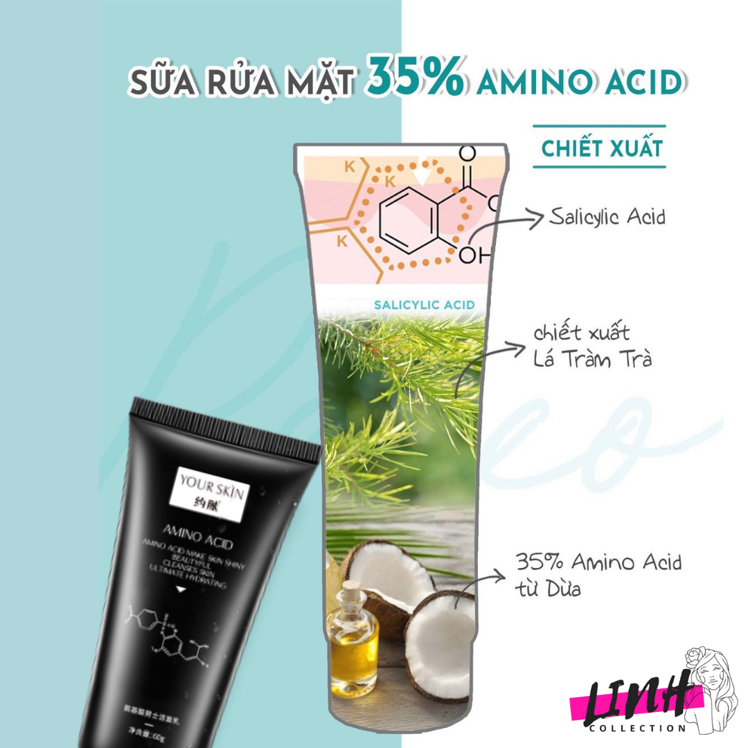 [Hoàn tiền 20%] Sữa Rửa Mặt Nam Sáng Da Giảm Mụn AMINO ACID 60g dành cho nam giúp sáng da sạch sâu kiềm dầu giảm mụn thâm hiệu quả