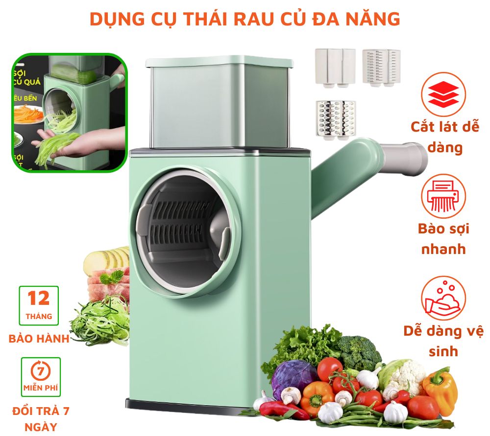 [HCM]Dụng Cụ Thái Rau Củ, Nạo Rau Củ Quả Đa Năng 4 in 1 - Máy Thái Lát Bào Cắt Củ Quả Kèm 6 Lưỡi Dao Cắt(LUCKY STORE SHOP)