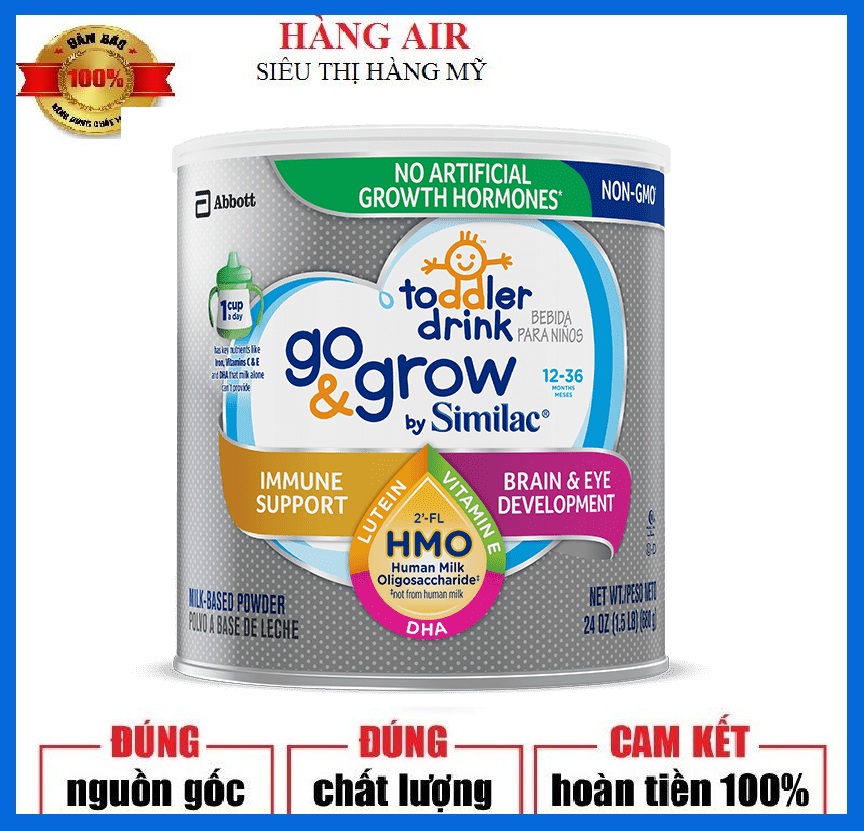 [ Hàng air, có bill ] Sữa bột Similac Go Grow NON-GMO - HMO 680g Mỹ