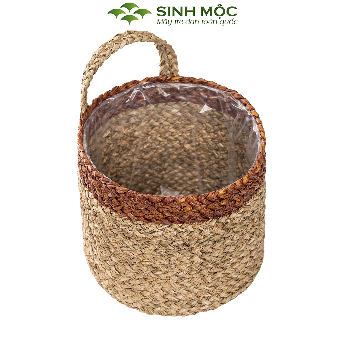 Giỏ cói trồng cây, giỏ đựng đồ, giỏ mây tre đan Sinh Mộc - M1004
