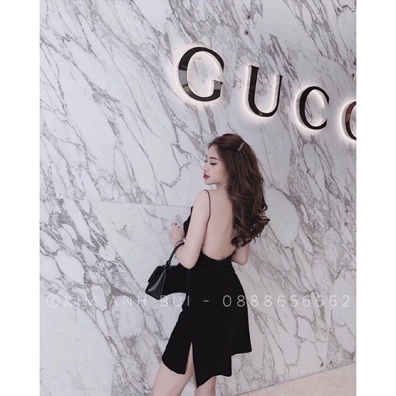 [Deal giảm sâu ]Đầm nhung 2 dây cổ đổ thun bún DA38