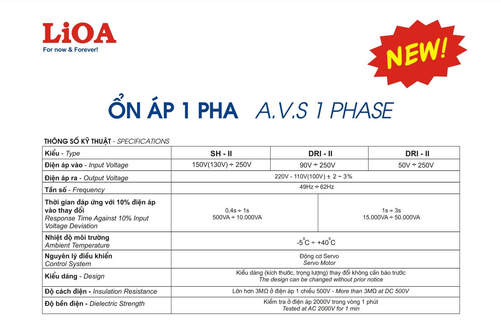 Ổn áp 1 pha LIOA DRII-2000 II 2.0kVA điện áp vào 50V - 250V ( Thế hệ mới 2018 )