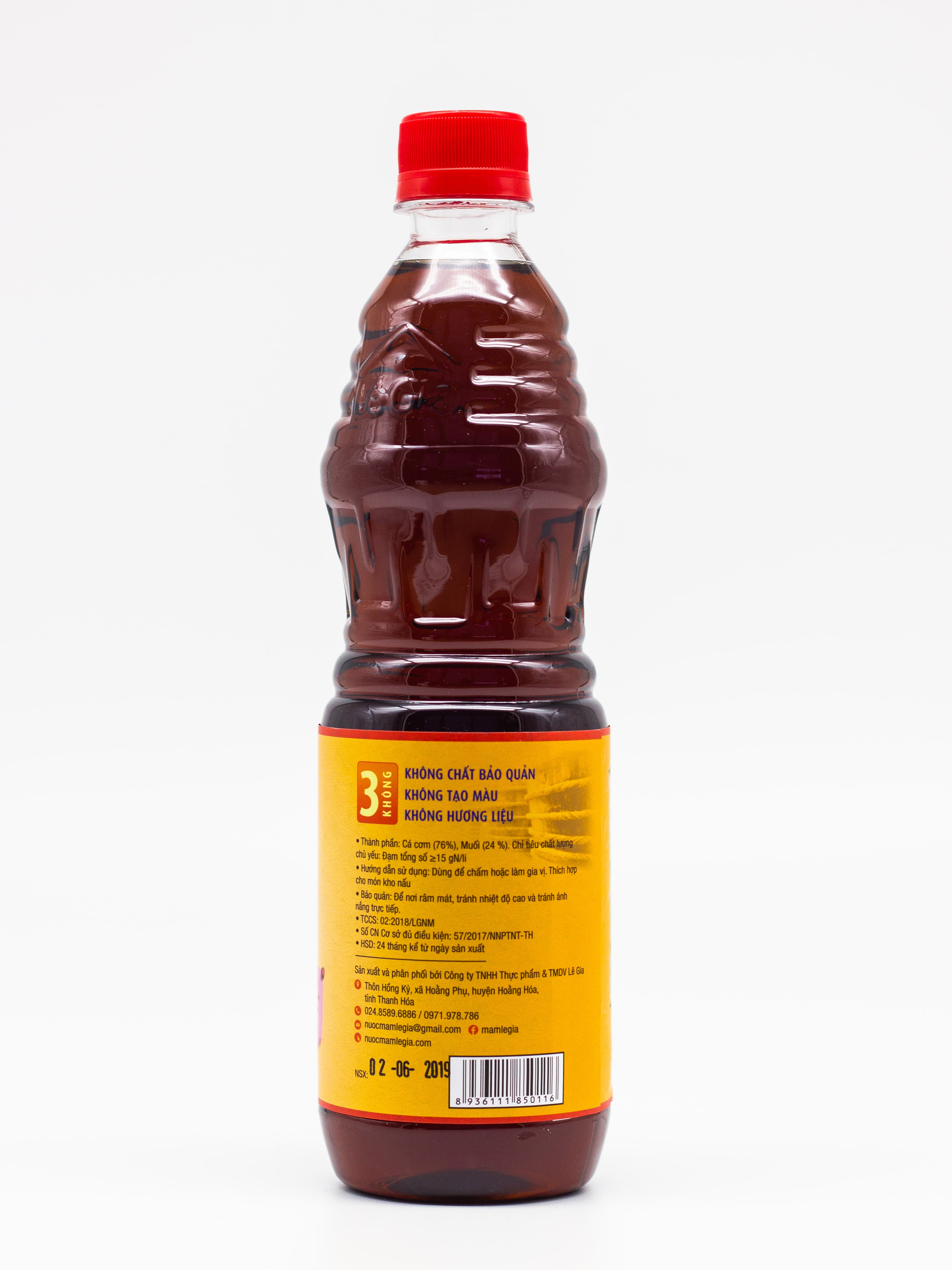Nước mắm cá cơm Lê Gia chai nhựa pet 650ml