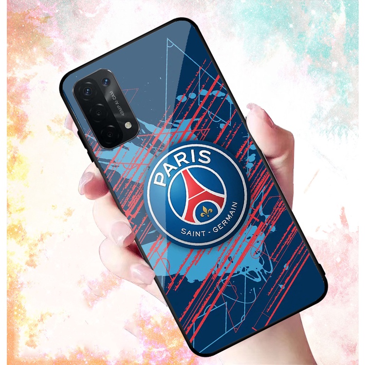 Ốp Lưng OPPO A74, 74 5G, A95 mặt kính cường lực cao cấp In hình Câu Lạc Bộ Bóng Đá