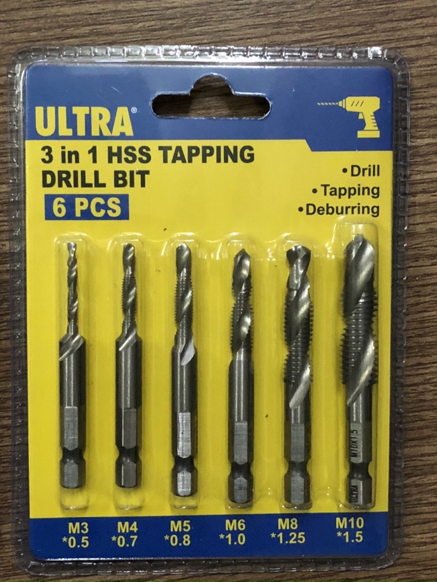 Bộ 6 Mũi Taro ULTRA Chân Lục Giác Tạo Ren Doa Âm Mũ Vít M3-M10 Phủ Titanium cao cấp