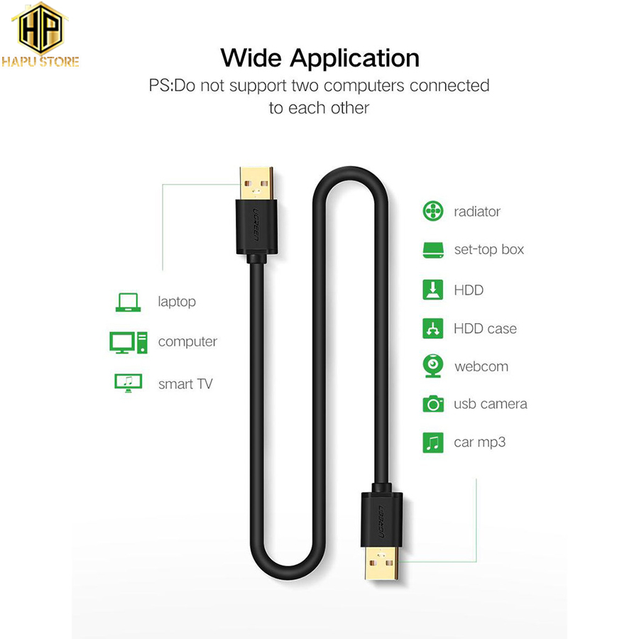 Cáp USB 2.0 hai đầu đực UGgreen 10308 dài 0,5m  - HapuStore