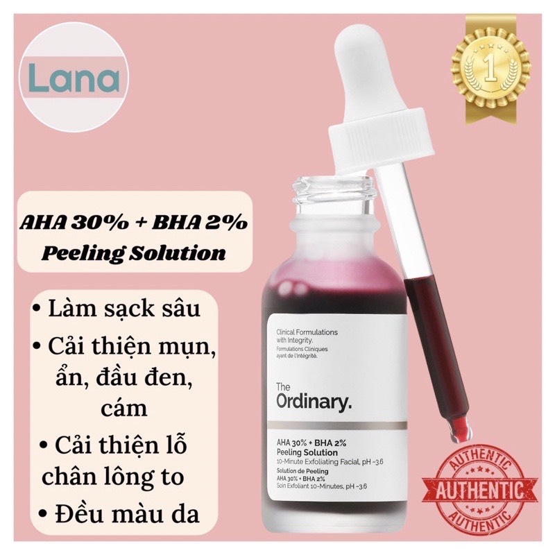 Tẩy da chết hoá học the ordinary aha 30% + bha 2% peeling solution 30ml
