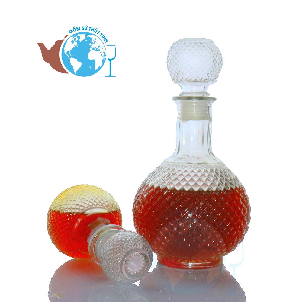 [HCM]Bình đựng rươu ngâm sâm thuỷ tinh 500ml - BR07-0,5, bình thủy tinh 500ml kiểu dáng kim cương, chai đựng rượu 500ml