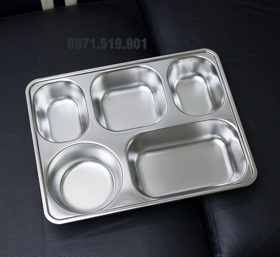 Khay inox 5 ngăn SUS - Khay đựng cơm inox cao cấp