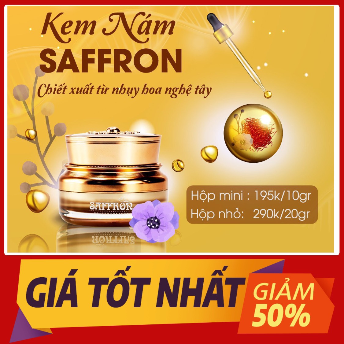 Kem nám saffron(20gm)[FREESHIP] tri nám.dưỡng trắng da.