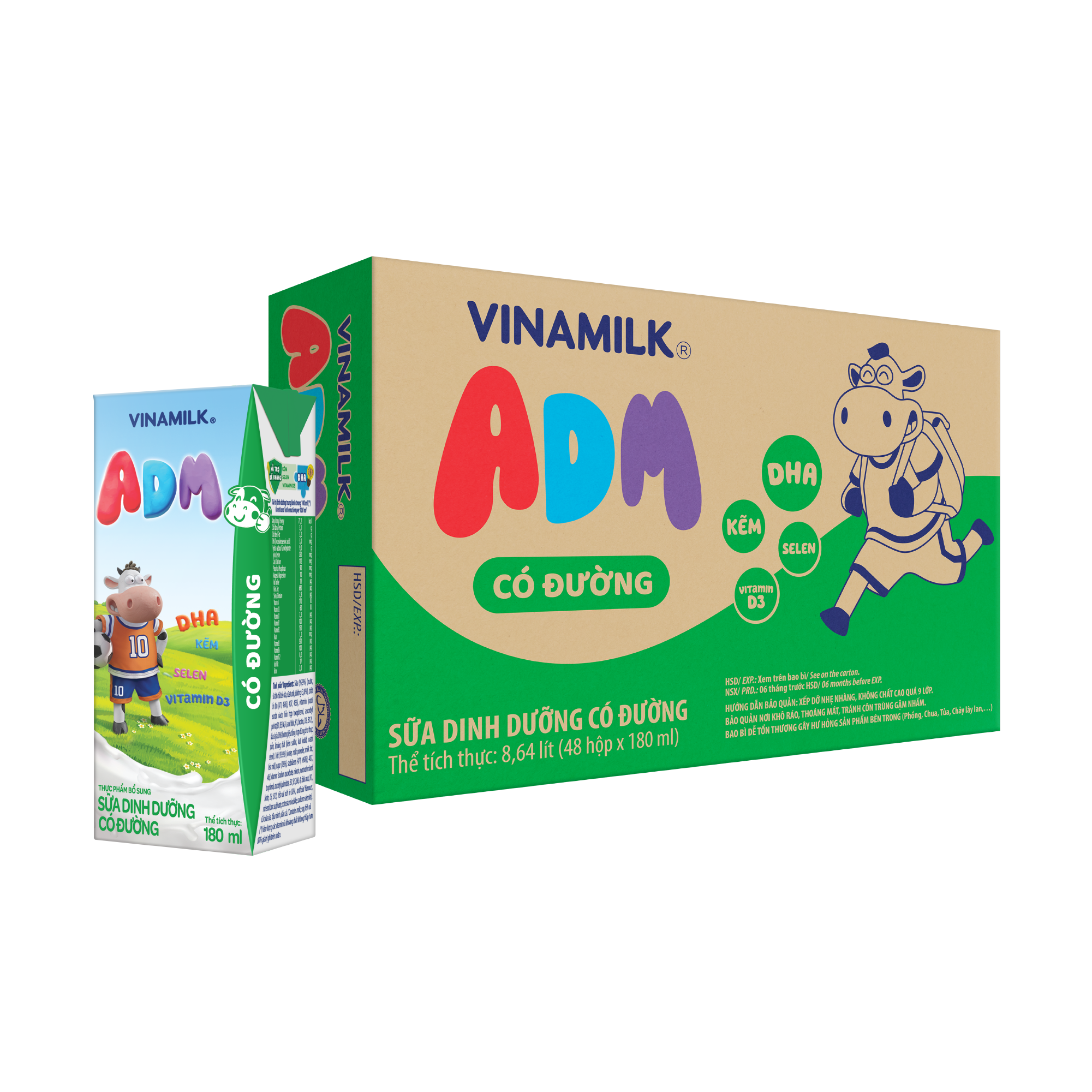 Sữa dinh dưỡng Vinamilk ADM có đường 180ml