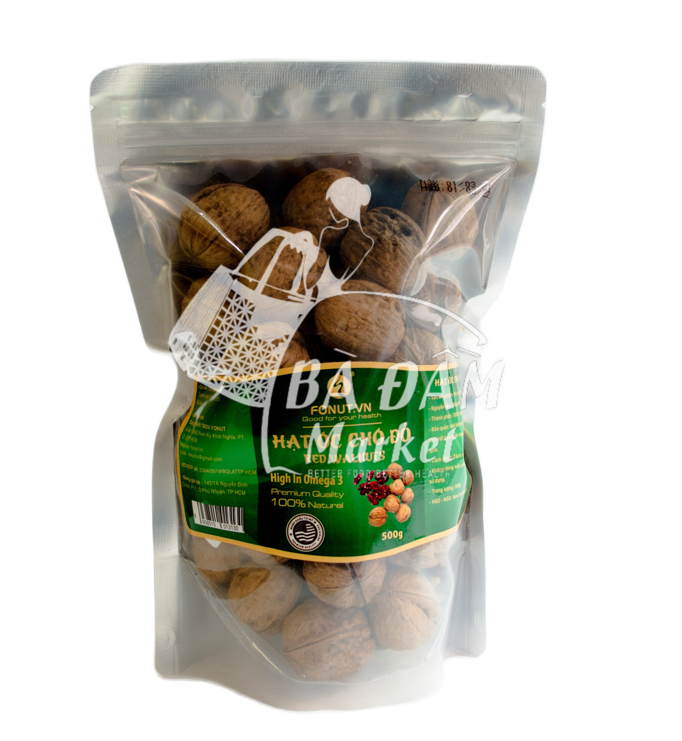 Hạt Fonut-Hạt óc chó đỏ Mỹ còn vỏ 500g
