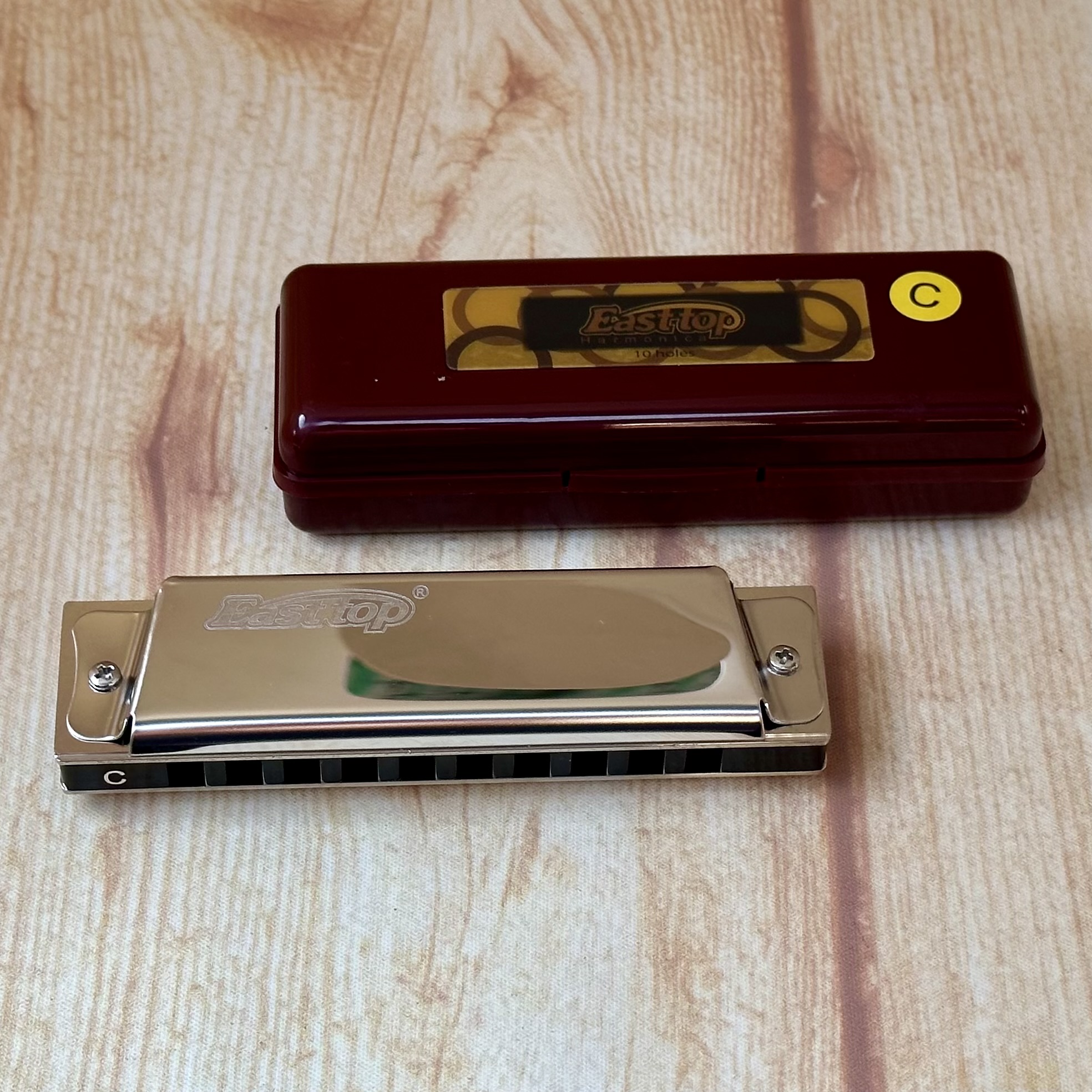 ￼Kèn Harmonica 10 lỗ Easttop T10 màu bạc