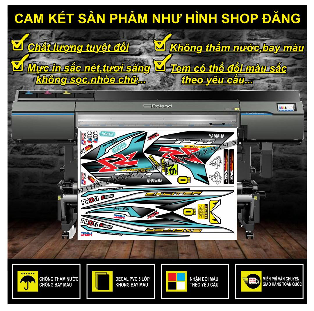 FREESHIP-- TEM RỜI EXCITER 150 CHẾ RS XANH ĐEN