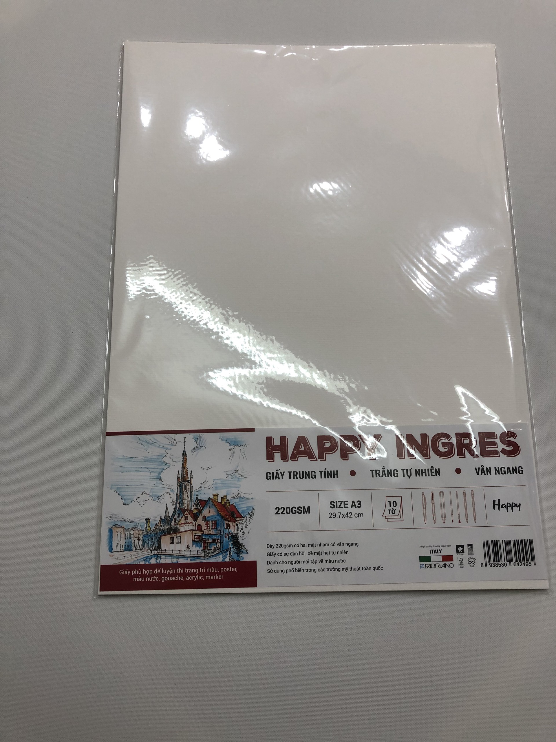 Giấy Happy Ingres A3/A4/A5 220gsm xấp 10 tờ