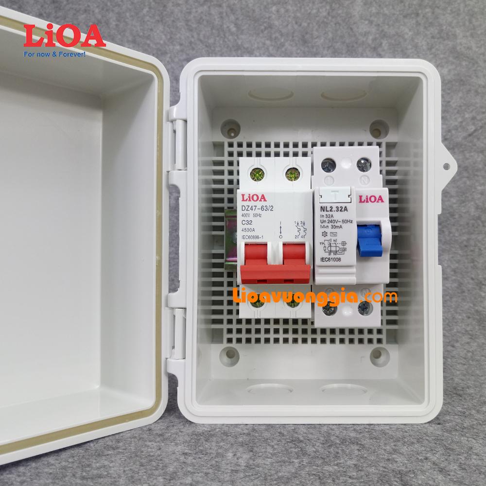 [HCM][32A] Combo Cầu dao chống quá tải và ngắn mạch 32A + cầu dao chống giật 32A + Tủ điện nhỏ LiOA
