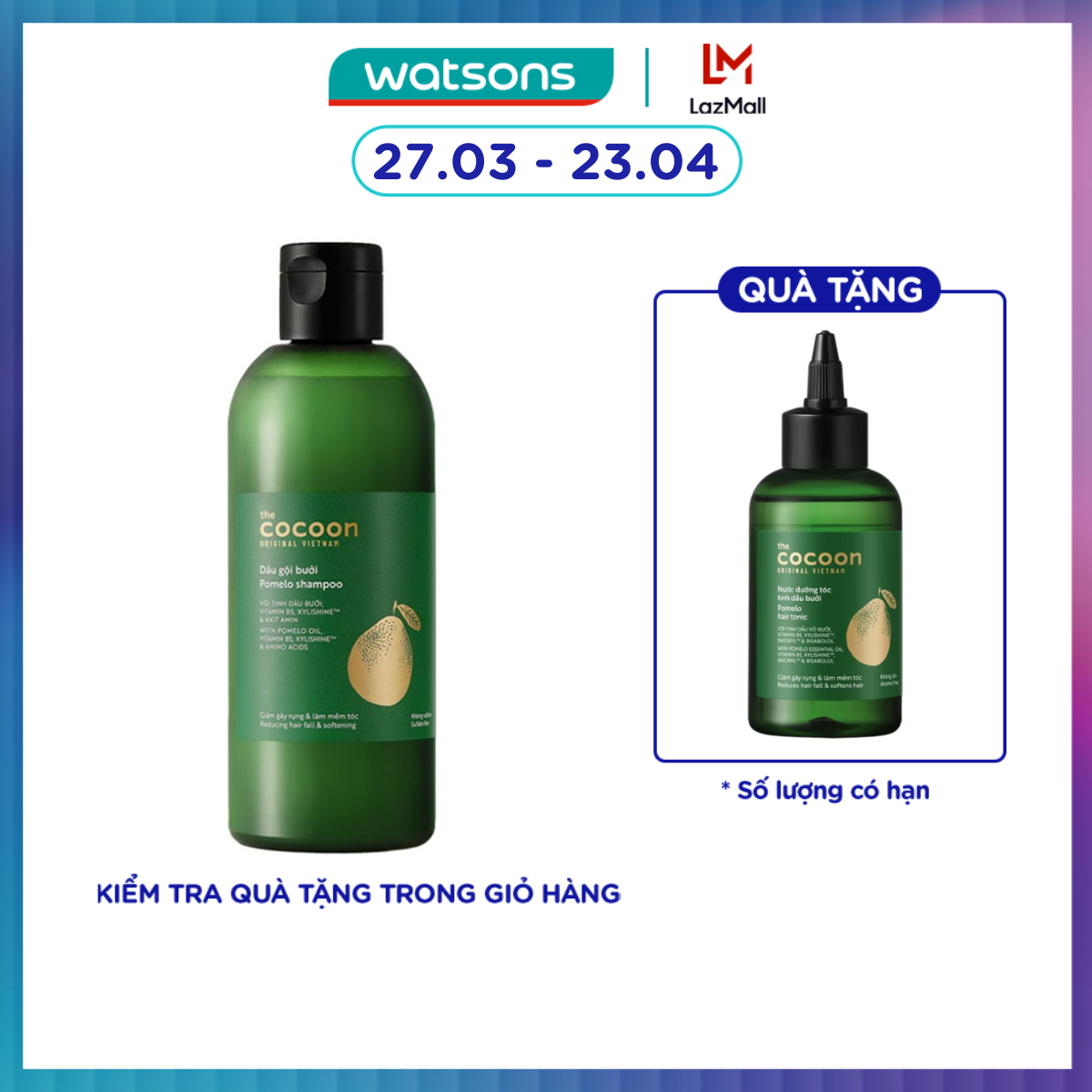 [MUA LÀ CÓ QUÀ] Dầu Gội Bưởi Cocoon Giảm Gãy Rụng và Làm Mềm Tóc Pomelo Shampoo 310ml