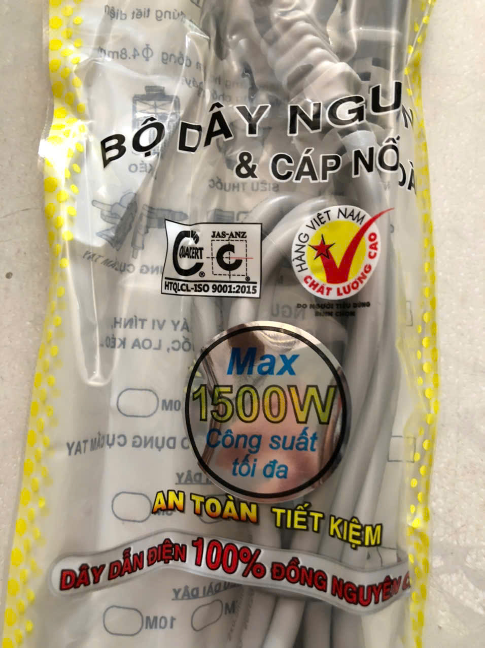 Dây nguồn CPU, nồi cơm điện loại xịn dài 2M, 1500W