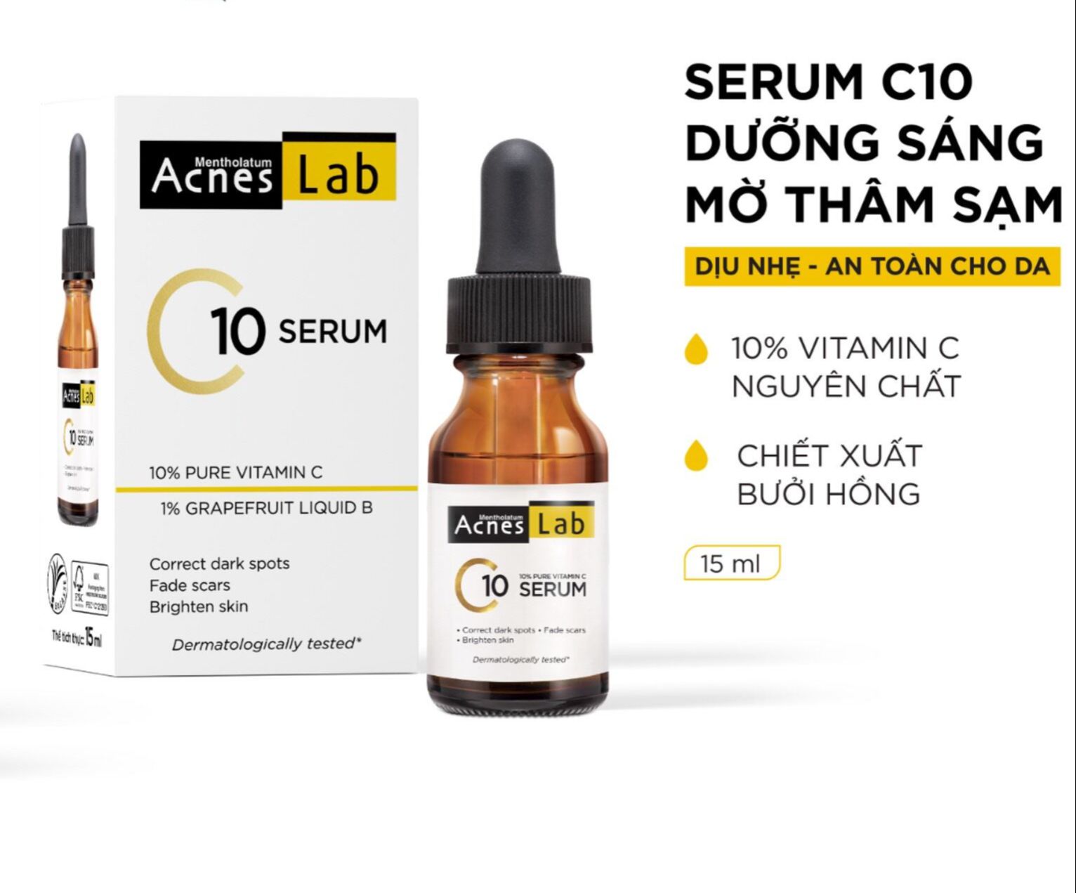 Serum Acnes Vitamin C Làm Mờ Sẹo & Vết Thâm 15ml For Scar & Black Spot Treatment C10 và C15