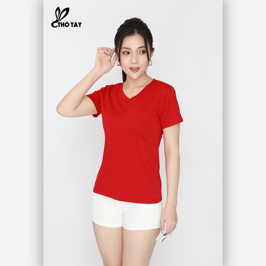 Áo Thun Nữ Trơn Cổ Tim Nhiều Màu - THỎ TÂY