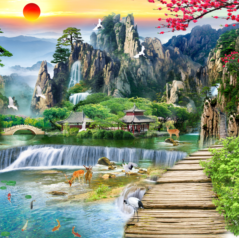 Tranh  3d sơn thủy size nhỏ