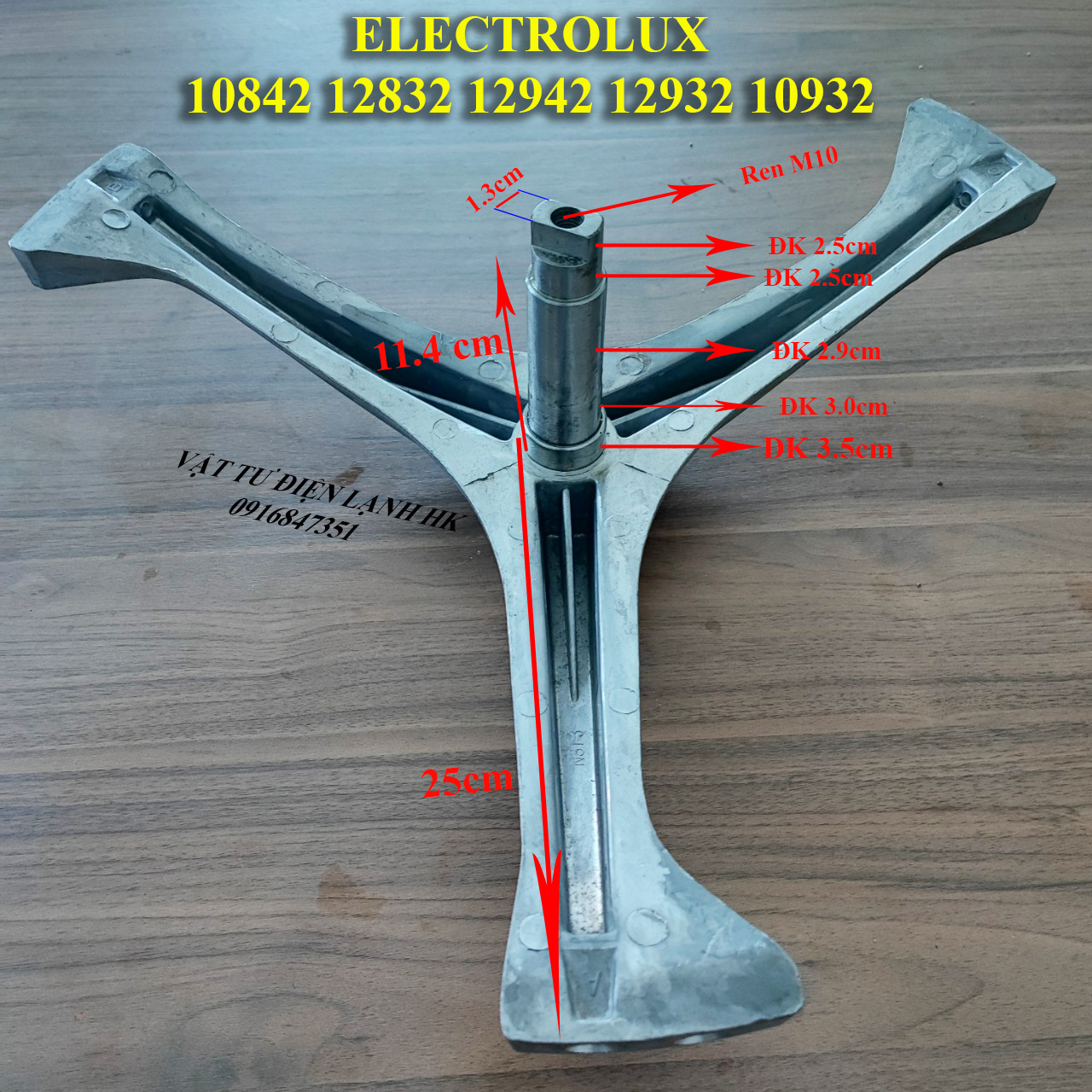 Trục càng ba chạc máy giặt sấy electrolux lồng ngang model 8kg ewf 10842 12832 12832s 9kg 12942 12932 12932s 10932 10932s inverter chảng 3 mg cửa trước elec