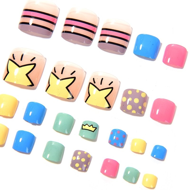 Bộ 24 Móng chân giả , nail giả C59 (kèm keo dán)