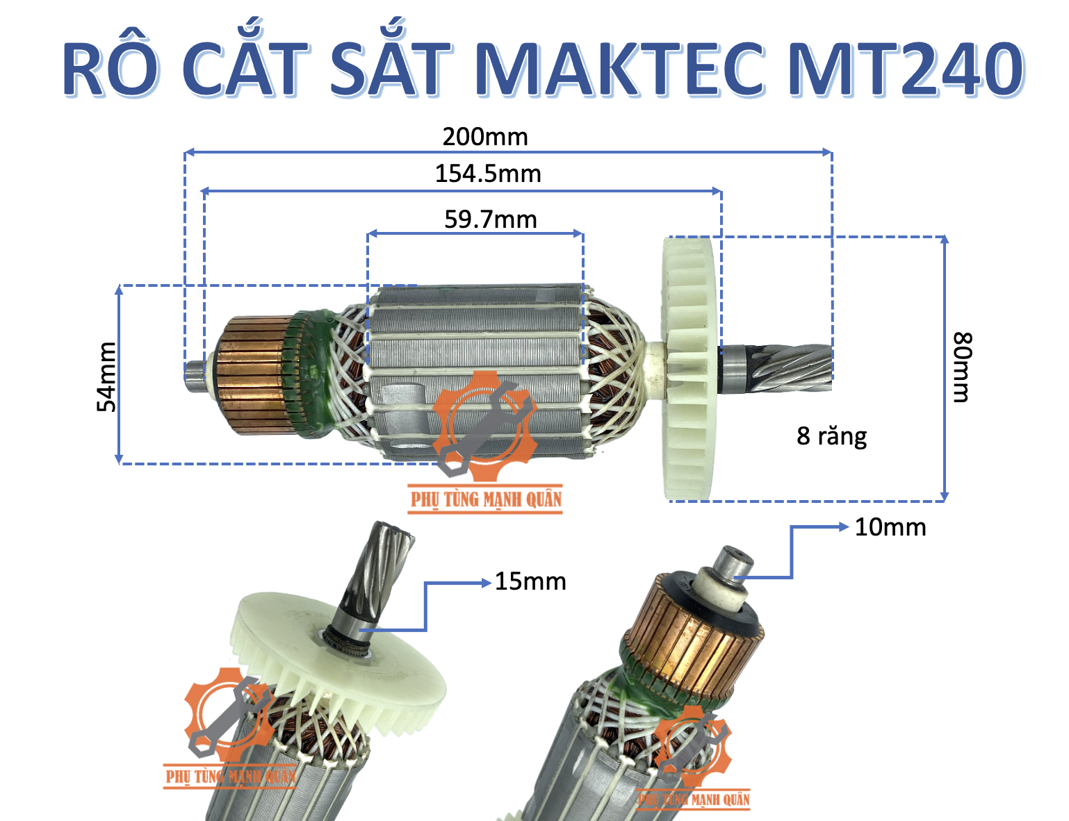 Rotor/ruột máy cắt sắt maktec mt240 mt241 hộp dc hoặc suviet tặng kèm bộ chổi than