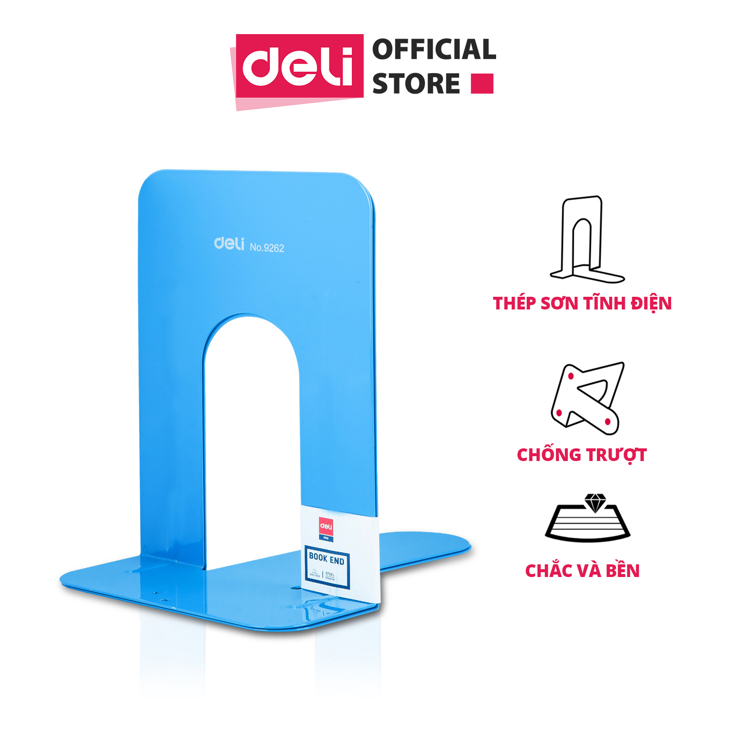 Giá dựng sách 90mm Deli Xanh Dương - 1 đôi - E9262 . . . .