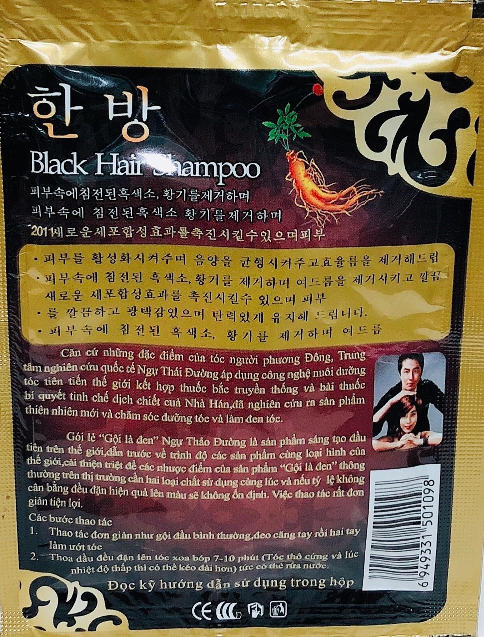 Gói Dầu Gội Nhuộm Đen Tóc Black Hair Shampoo Hàn Quốc - không mùi hôi không bám da đầu và không gây hại cho da