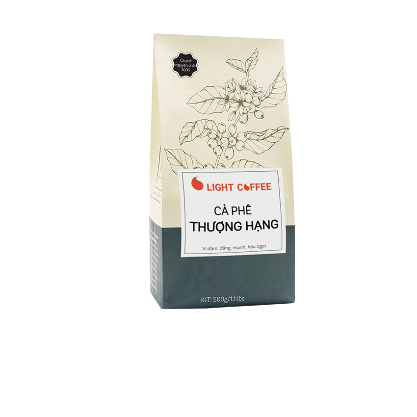 Cà phê Robusta Thượng Hạng Light Coffee Hạt nguyên chất 500g - Rang medium Light Coffee