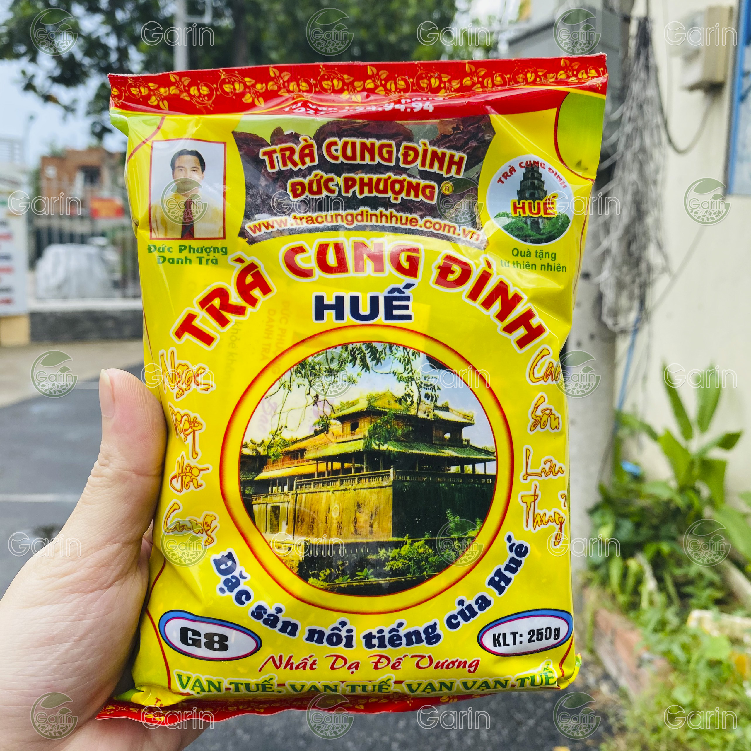 Trà G8 Cung Đình Huế Nhất Dạ Đế Vương Đức Phượng 250g món quà từ xứ Huế giúp bảo vệ long thể cho mọi nhà