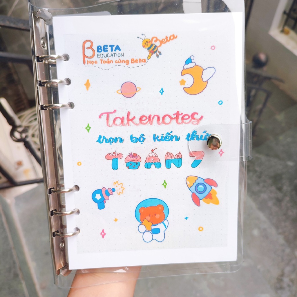 Sổ giấy lò xo, còng săt trang trí sticker toán 7