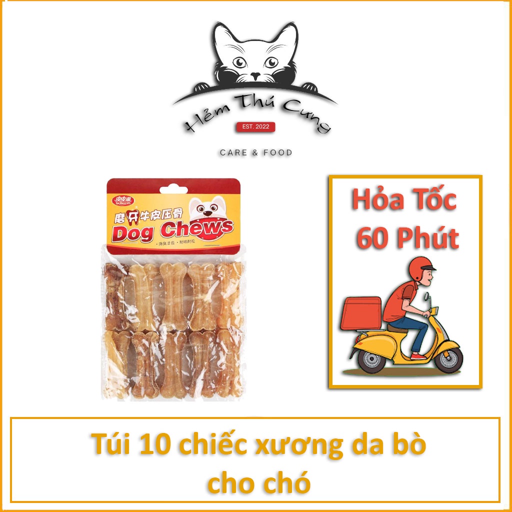 Túi xương da bò 5cm x10 chiếc cho chó gặm