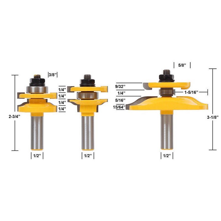 Bộ 3 mũi phay ghép mộng cửa bếp