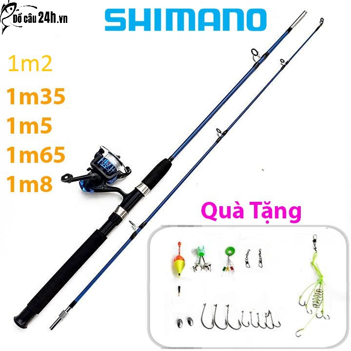 Bộ cần câu máy Shimano 2 khúc đặc 1m2 - 1m8 Cùng Phụ Kiện - Cam kết bảo hành đổi trả trong 2 tuần đầu