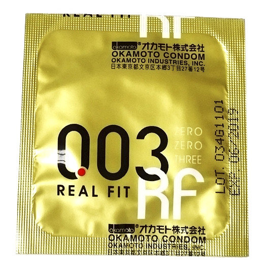 Bao cao su siêu mỏng Okamoto 0.03 Real fit (Hộp 10 chiếc) - Nhật Bản