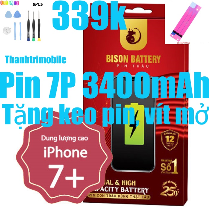 Pin 7 plus bison dung lượng cao 3400mah