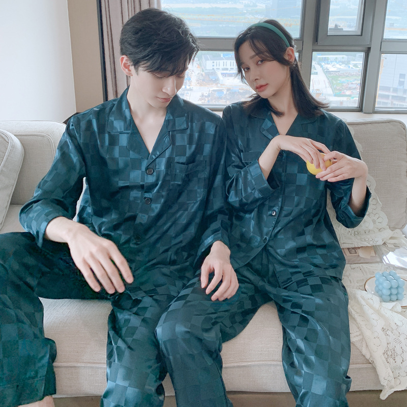Đồ Ngủ Satin Lụa Dài Tay Cao Cấp 💫 Đồ Đôi Lụa Gấm Mặc Nhà Nam Nữ 💫 IVY614