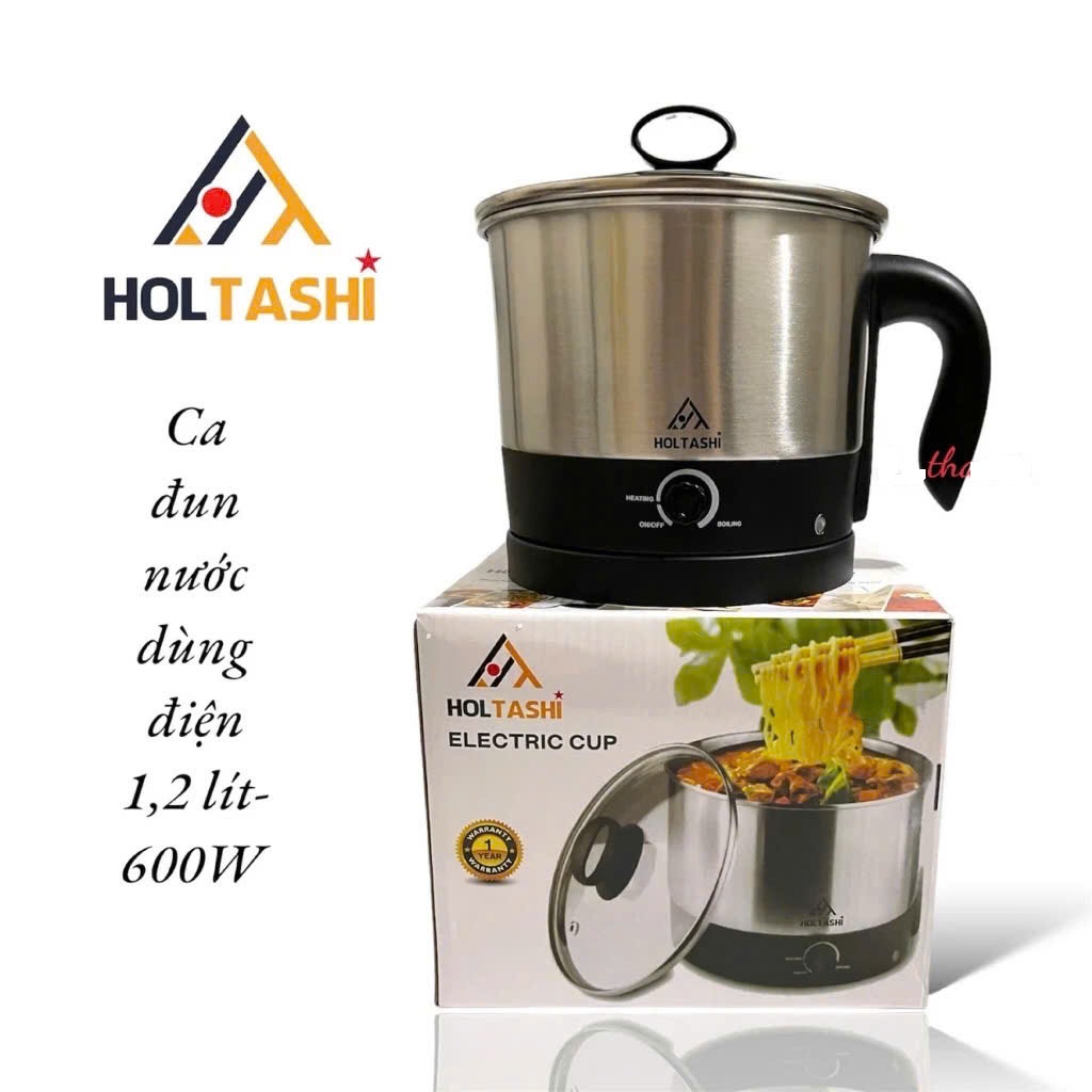[HÀNG MỚI]  NỒI LẨU MINI ĐA NĂNG INOX HOLTASHI EKJ-326 ĐẾ RỜI 1,2L (Nấu mì siêu tốc)