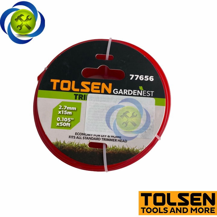 Dây cắt cỏ tolsen 77656 kích thước 2,7mm x 15mét màu đỏ