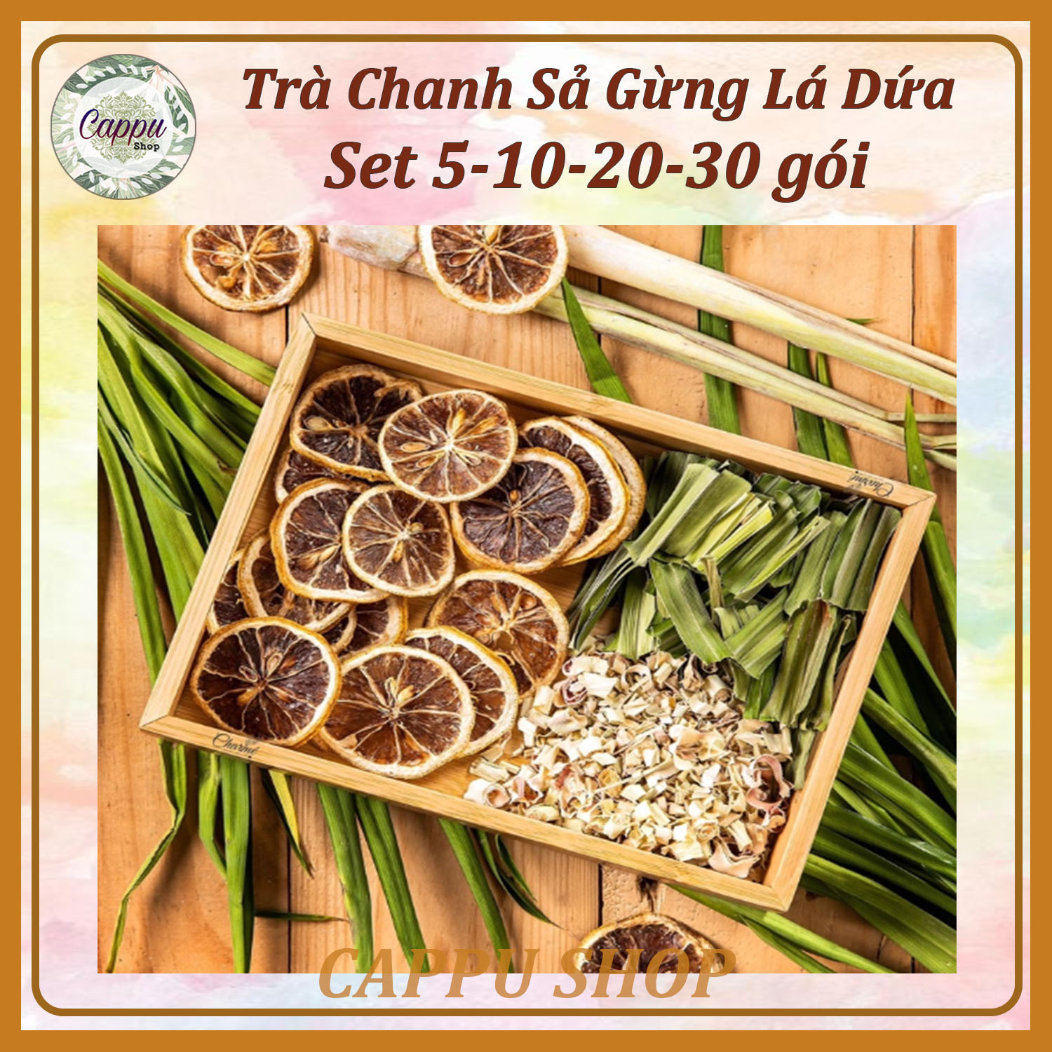 Set 5 gói trà thảo mộc-trà hoa 7 vị-trà cam quế-trà lipton xí muội-trà dưỡng nhan-trà chanh sả gừng-trà hoa quả detox