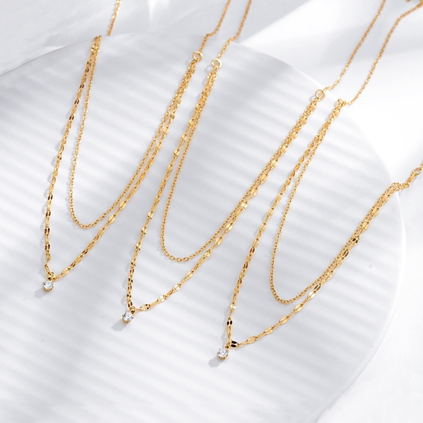 Dây chuyền titan nữ 2 lớp đính đá sang trọng không đen gỉ