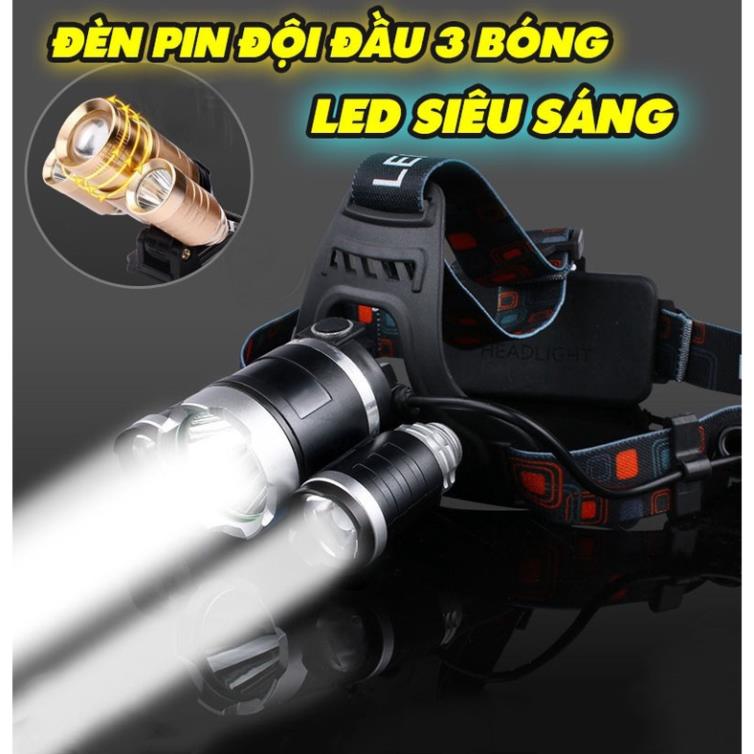 Đèn Đội Đầu 3 Bóng Siêu Sáng ( 2 Pin )