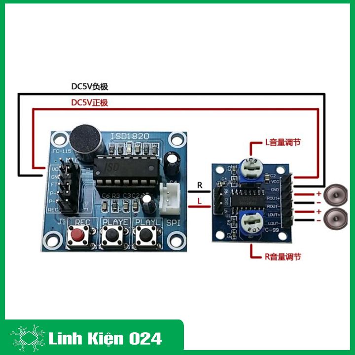 Module ghi âm ISD1820 V2 thu phát âm thanh