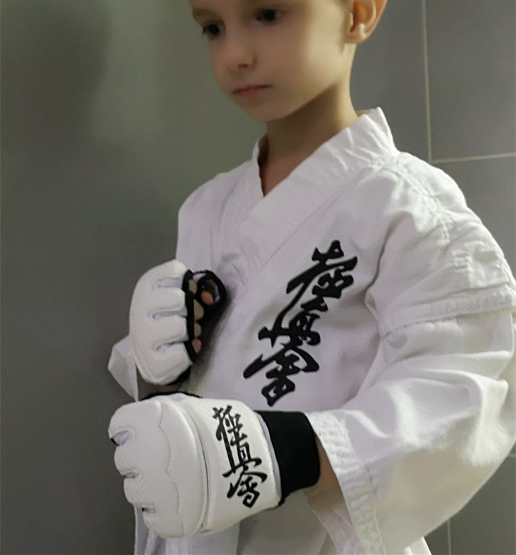 Kyokushin Kai Karate Găng tay chất lượng cao chiến đấu tay bảo vệ trắng võ thuật Karate đào tạo thiết bị bảo vệ