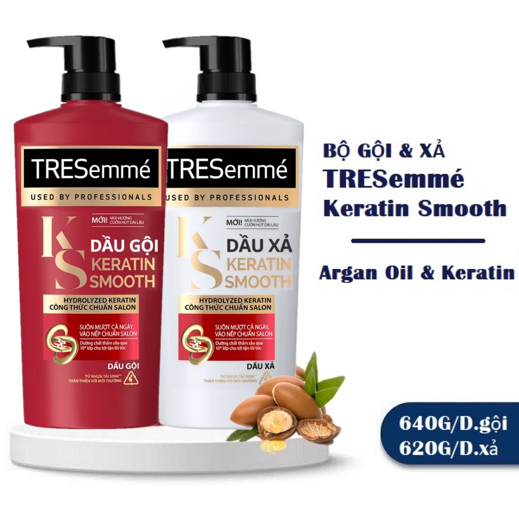 Combo TRESemmé Keratin Smooth Salon Quality Shampoo 640g & Conditioner 620g