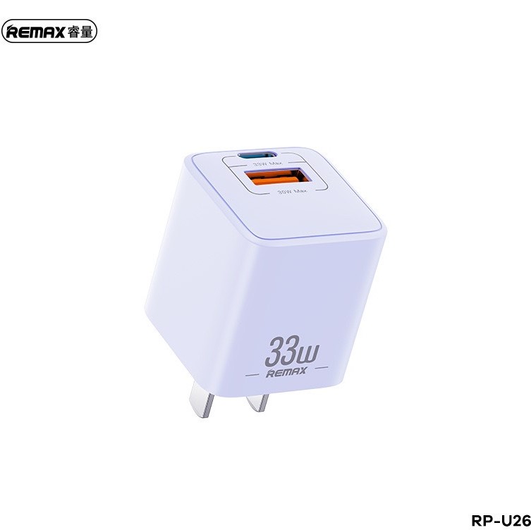 Củ sạc nhanh GaN Remax U26 33W PD+QC 2 cổng sạc