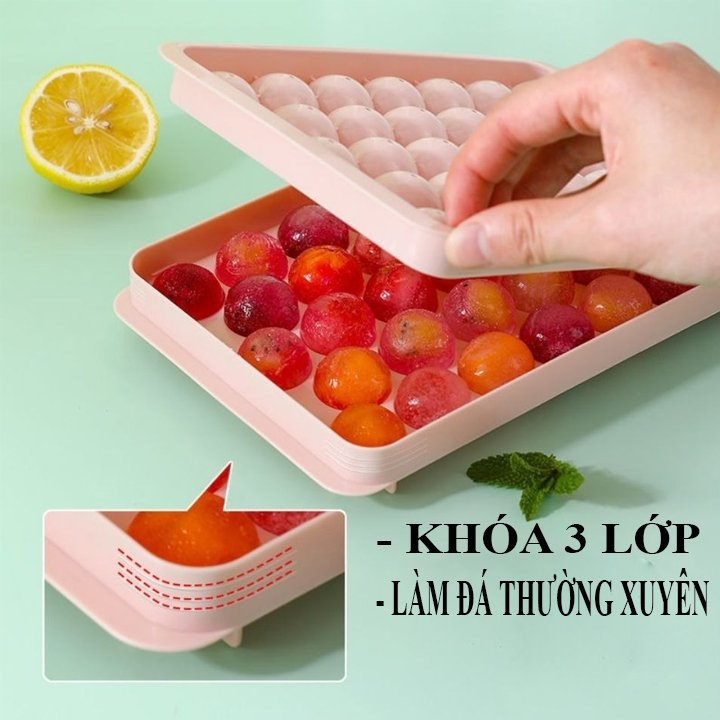 Khay làm đá, Khay làm thạch tròn 33 viên ( Giao màu ngẫu nhiên )- Vạn Lộc 68